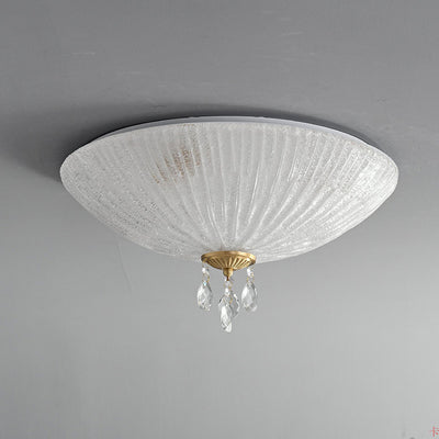 Modern Minimalist Round Dome Glass Crystal Full Copper 2/3/4 Light Flush Mount Ceiling Light For Bedroom