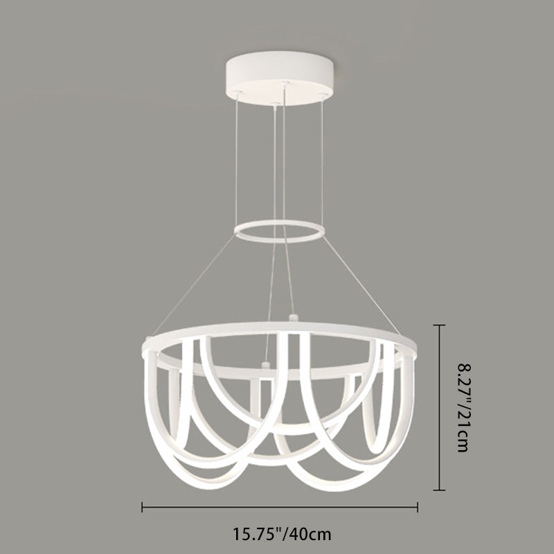 Moderner unbedeutender langer runder LED-Kronleuchter aus Eisensilikon für Wohnzimmer 