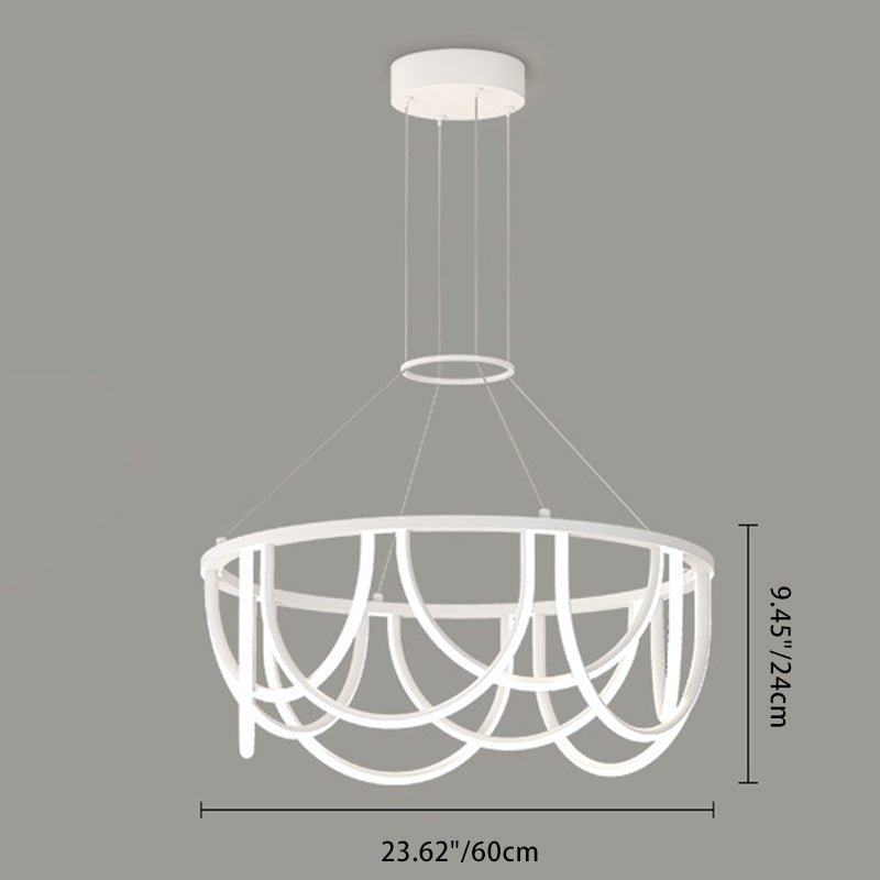 Moderner unbedeutender langer runder LED-Kronleuchter aus Eisensilikon für Wohnzimmer 