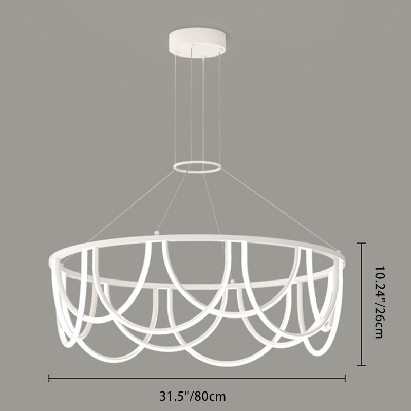 Moderner unbedeutender langer runder LED-Kronleuchter aus Eisensilikon für Wohnzimmer 