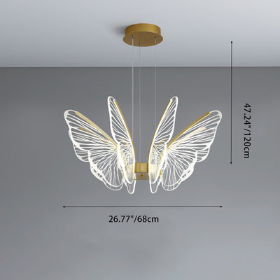 Contemporary Creative Round Butterfly Iron Aluminum Acrylic Shade LED Chandelier For Living Room