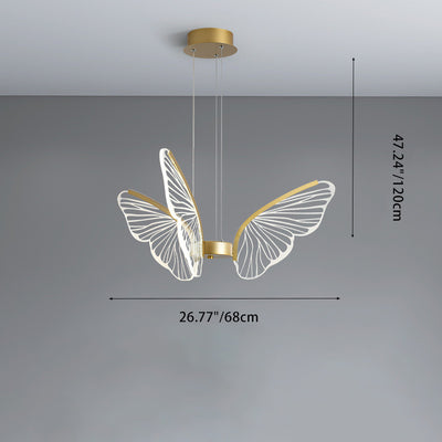 Contemporary Creative Round Butterfly Iron Aluminum Acrylic Shade LED Chandelier For Living Room