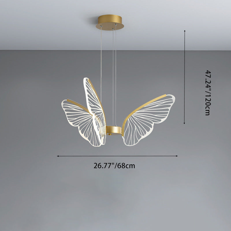 Contemporary Creative Round Butterfly Iron Aluminum Acrylic Shade LED Chandelier For Living Room