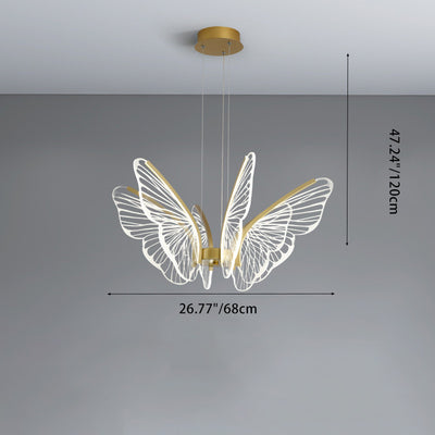 Contemporary Creative Round Butterfly Iron Aluminum Acrylic Shade LED Chandelier For Living Room