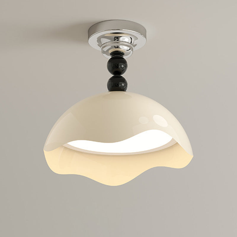 Contemporary Creative Round Dome Eggshell Shape Aluminum Iron Acrylic LED Semi-Flush Mount Ceiling Light For Living Room