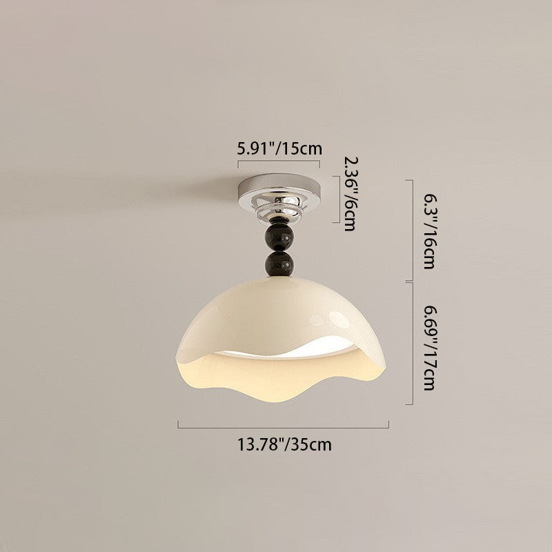 Contemporary Creative Round Dome Eggshell Shape Aluminum Iron Acrylic LED Semi-Flush Mount Ceiling Light For Living Room