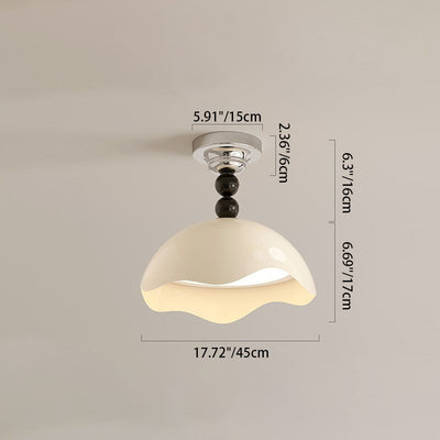 Contemporary Creative Round Dome Eggshell Shape Aluminum Iron Acrylic LED Semi-Flush Mount Ceiling Light For Living Room