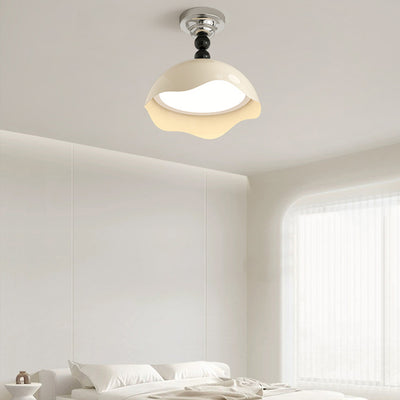 Contemporary Creative Round Dome Eggshell Shape Aluminum Iron Acrylic LED Semi-Flush Mount Ceiling Light For Living Room