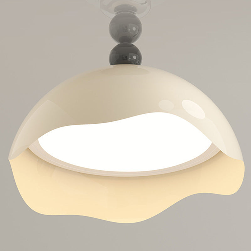 Contemporary Creative Round Dome Eggshell Shape Aluminum Iron Acrylic LED Semi-Flush Mount Ceiling Light For Living Room