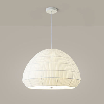 Modern Minimalist Round Dome Iron Frame Fabric Shade 1-Light Pendant Light For Living Room