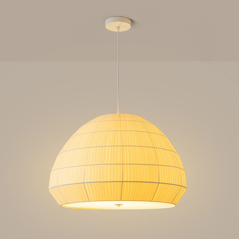 Modern Minimalist Round Dome Iron Frame Fabric Shade 1-Light Pendant Light For Living Room