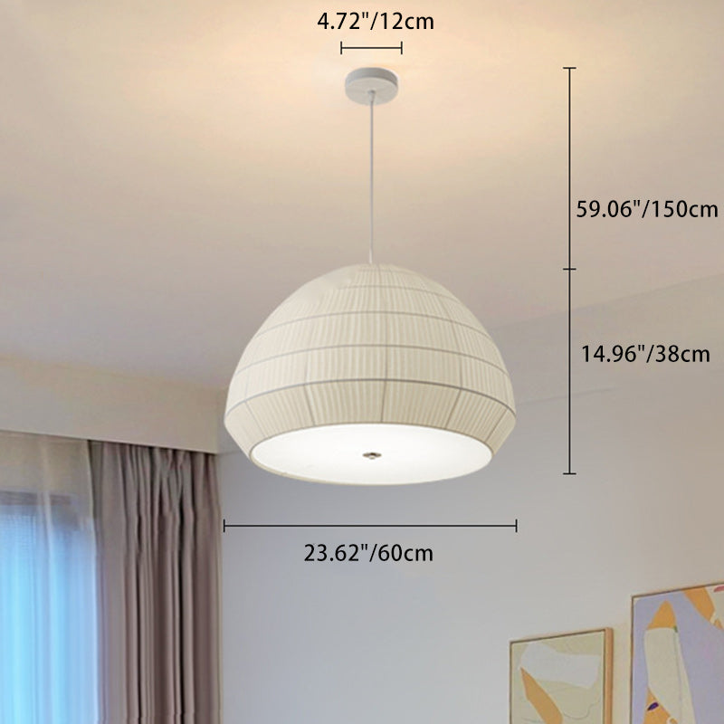 Modern Minimalist Round Dome Iron Frame Fabric Shade 1-Light Pendant Light For Living Room