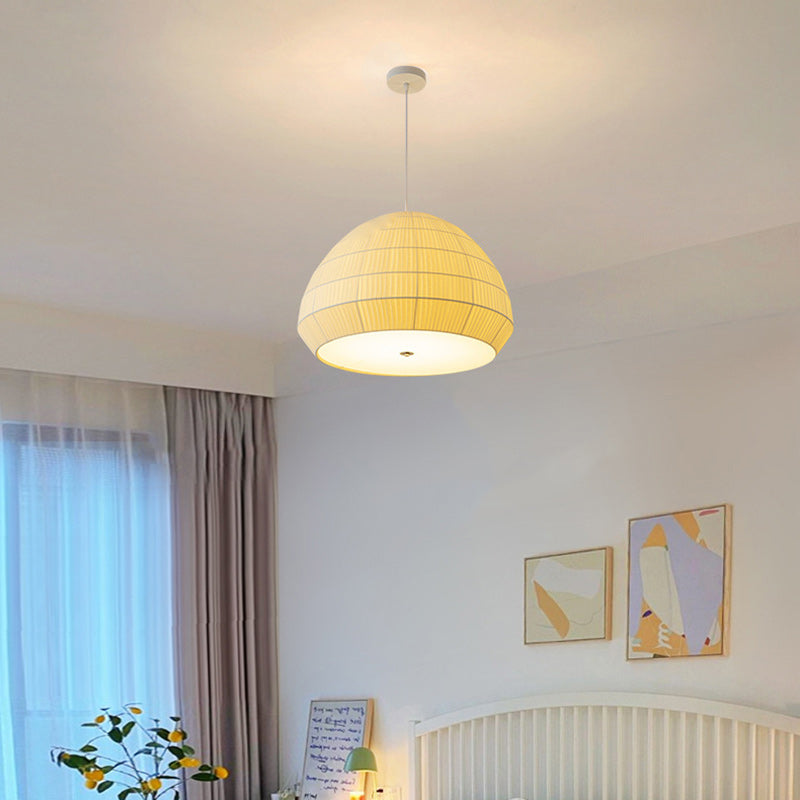 Modern Minimalist Round Dome Iron Frame Fabric Shade 1-Light Pendant Light For Living Room