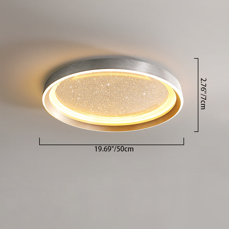 Modern Minimalist Round Metal Frame Acrylic Shade LED Flush Mount Ceiling Light For Living Room