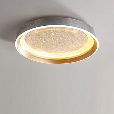 Modern Minimalist Round Metal Frame Acrylic Shade LED Flush Mount Ceiling Light For Living Room