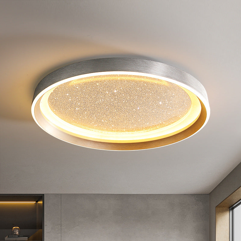 Modern Minimalist Round Metal Frame Acrylic Shade LED Flush Mount Ceiling Light For Living Room