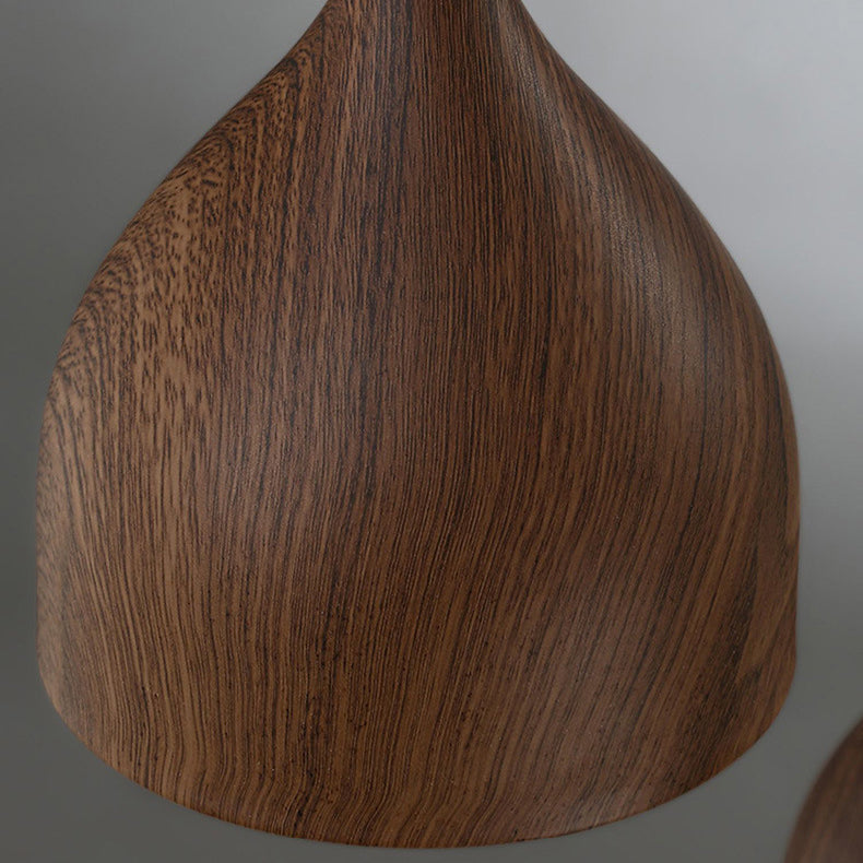 Moderne minimalistische runde Kuppel Kegel Holzmaserung Eisen Schatten 1-Licht Pendelleuchte für Wohnzimmer 