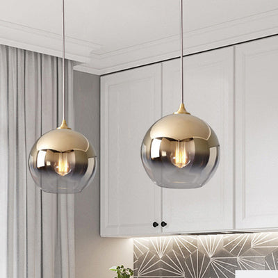 Contemporary Nordic Orb Gradient Glass 1-Light Pendant Light For Living Room