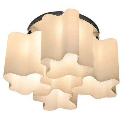 Moderne minimalistische runde Säule Blume Hardware Glas 1/3/4 Licht Semi-Flush Mount Deckenleuchte für Wohnzimmer 