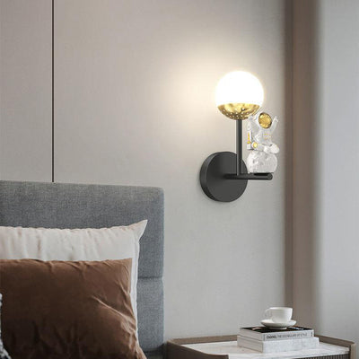 Moderne minimalistische Orb Astronaut Eisen Harz Acryl LED Wandleuchte Lampe für Schlafzimmer 