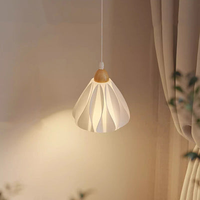 Contemporary Nordic Petal Flower Wood PLA Shade 1/3 Light Island Light Chandelier For Dining Room