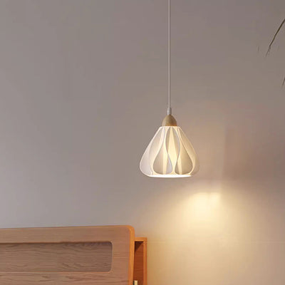 Contemporary Nordic Petal Flower Wood PLA Shade 1/3 Light Island Light Chandelier For Dining Room