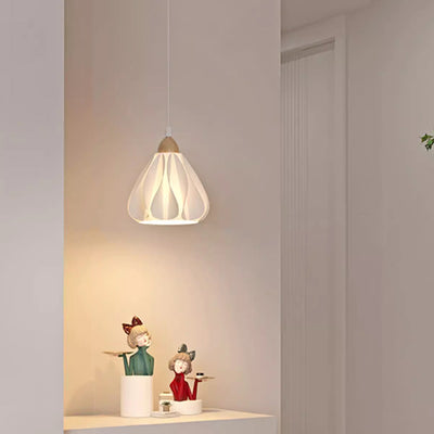 Contemporary Nordic Petal Flower Wood PLA Shade 1/3 Light Island Light Chandelier For Dining Room