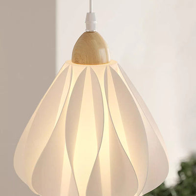 Contemporary Nordic Petal Flower Wood PLA Shade 1/3 Light Island Light Chandelier For Dining Room