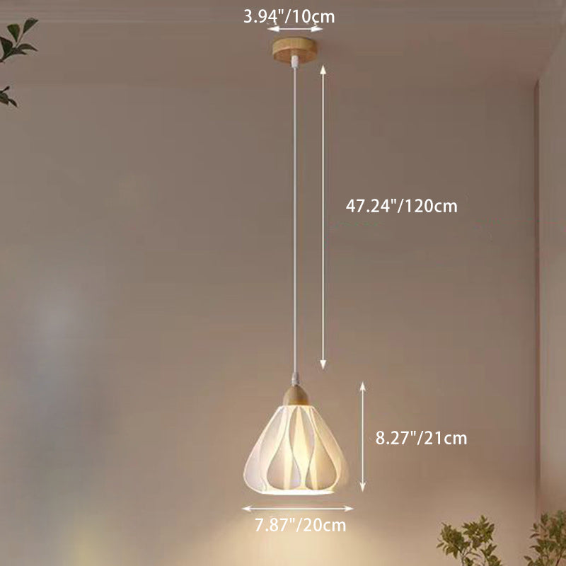 Contemporary Nordic Petal Flower Wood PLA Shade 1/3 Light Island Light Chandelier For Dining Room