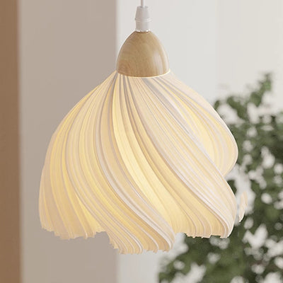 Contemporary Nordic Petal Flower Wood PLA Shade 1/3 Light Island Light Chandelier For Dining Room