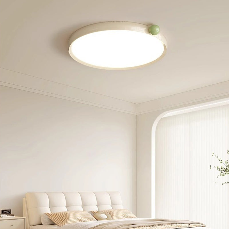 Contemporary Nordic Round Disc Orb Aluminum Frame Acrylic LED Flush Mount Ceiling Light For Living Room