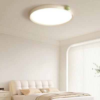 Contemporary Nordic Round Disc Orb Aluminum Frame Acrylic LED Flush Mount Ceiling Light For Living Room