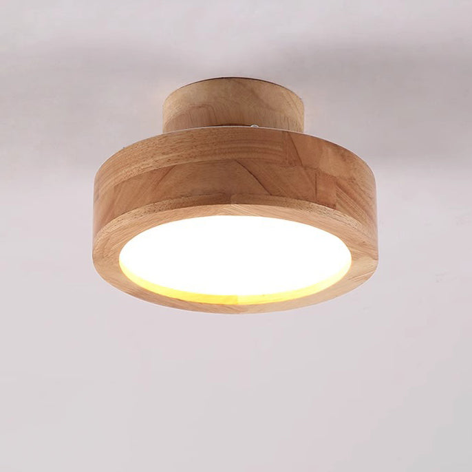 Moderne minimalistische runde Holz Acryl LED Unterputz Deckenleuchte für Flur 