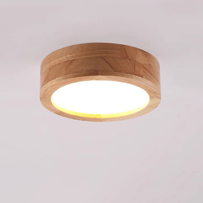 Moderne minimalistische runde Holz Acryl LED Unterputz Deckenleuchte für Flur 