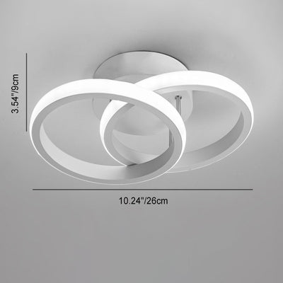Moderne minimalistische Doppelkreis-Quadrat-Eisen-Aluminium-Silikon-LED-Halbeinbau-Deckenleuchte für den Flur 