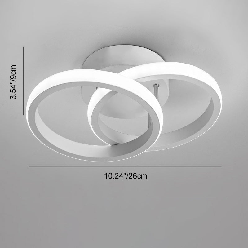 Moderne minimalistische Doppelkreis-Quadrat-Eisen-Aluminium-Silikon-LED-Halbeinbau-Deckenleuchte für den Flur 