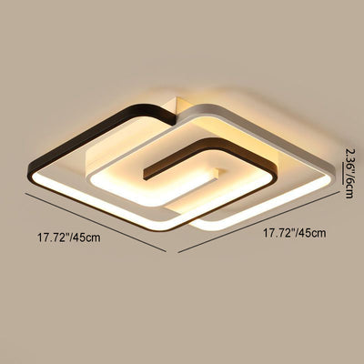 Moderne minimalistische quadratische Linie Eisen PVC LED Semi-Flush Mount Deckenleuchte für Schlafzimmer 