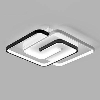 Moderne minimalistische quadratische Linie Eisen PVC LED Semi-Flush Mount Deckenleuchte für Schlafzimmer 