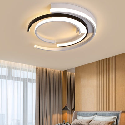 Moderne minimalistische Linie runden Eisen Aluminiumrahmen Acryl Schatten LED Unterputz Deckenleuchte für Schlafzimmer 