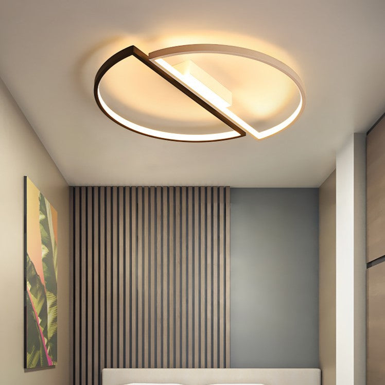 Moderne minimalistische runde Doppel-Halbkreis-Kombination aus Eisen, Aluminium und Acryl, LED-Deckenleuchte für Schlafzimmer 