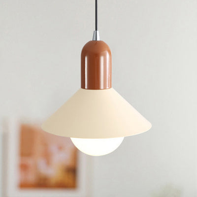 Contemporary Creative Round Cone Iron Shade 1-Light Pendant Light For Bedroom