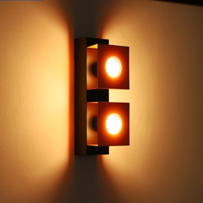 Contemporary Retro Square Rectangle Iron Shade 2-Light Wall Sconce Lamp For Living Room