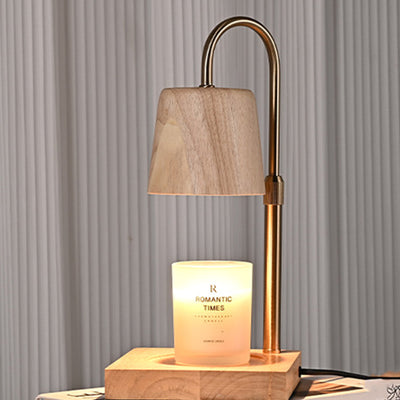 Moderne minimalistische quadratische zylindrische Holzbasis Eisen 1-Licht Aroma Schmelzwachs Tischlampe für Schlafzimmer 