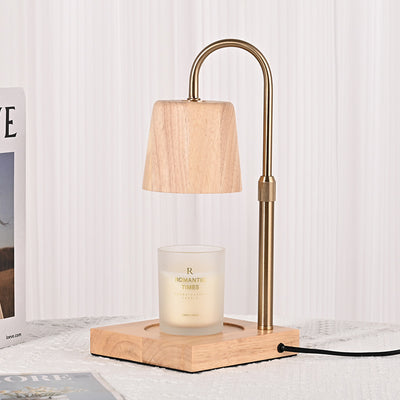 Moderne minimalistische quadratische zylindrische Holzbasis Eisen 1-Licht Aroma Schmelzwachs Tischlampe für Schlafzimmer 