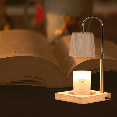 Moderne minimalistische quadratische zylindrische Holzbasis Eisen 1-Licht Aroma Schmelzwachs Tischlampe für Schlafzimmer 