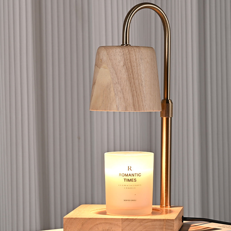 Moderne minimalistische quadratische zylindrische Holzbasis Eisen 1-Licht Aroma Schmelzwachs Tischlampe für Schlafzimmer 