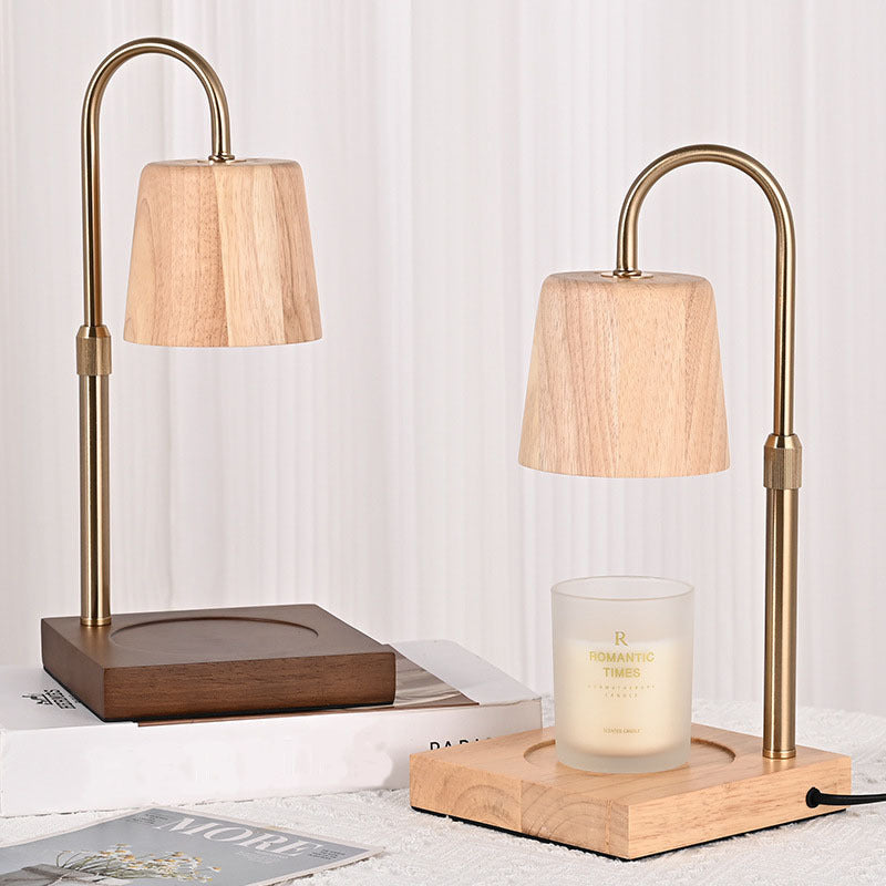 Moderne minimalistische quadratische zylindrische Holzbasis Eisen 1-Licht Aroma Schmelzwachs Tischlampe für Schlafzimmer 