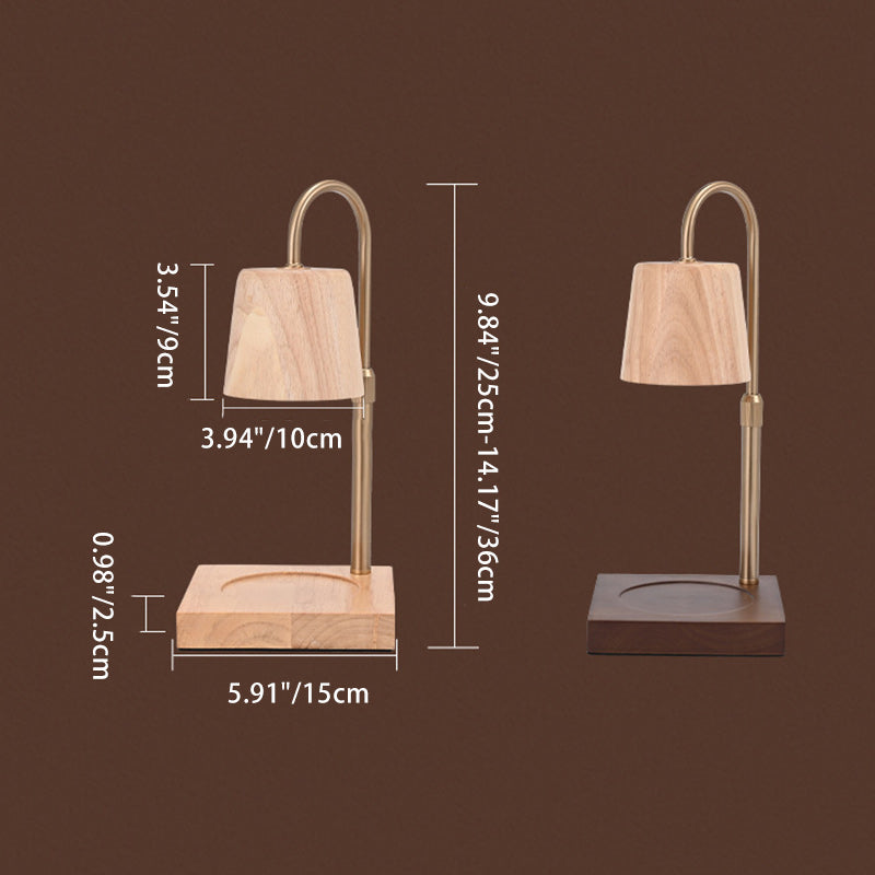 Moderne minimalistische quadratische zylindrische Holzbasis Eisen 1-Licht Aroma Schmelzwachs Tischlampe für Schlafzimmer 