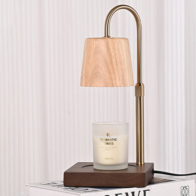 Moderne minimalistische quadratische zylindrische Holzbasis Eisen 1-Licht Aroma Schmelzwachs Tischlampe für Schlafzimmer 