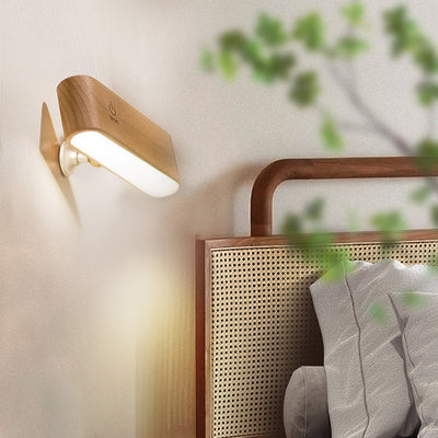 Moderne minimalistische magnetische rechteckige Holz LED Wandleuchte Lampe für Schlafzimmer 